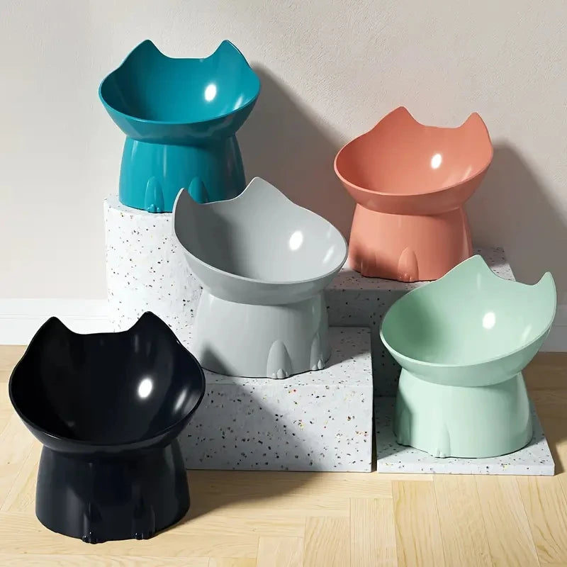 Tilted Elevated Cat Food Bowl, Anti-Vomit 15°