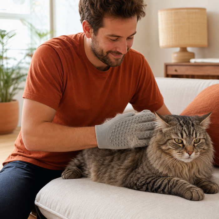 Pet Grooming Glove in use