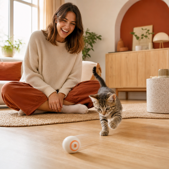 Cat Interactive Rolling Ball in use